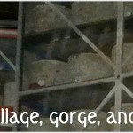 Cheddar cheese being stored in the caves